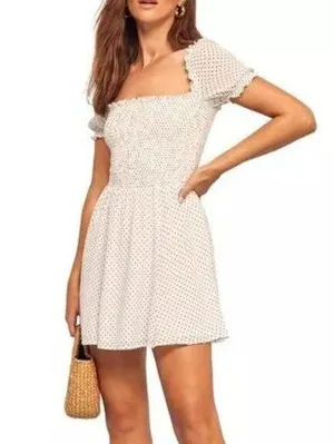 REFORMATION Bambina Polka Dot Dress in Vanilla Size Large thumbnail 1