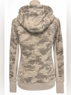 Athleta Camo Full Zip Hoodie Jacket Size Medium Thumbholes thumbnail 4
