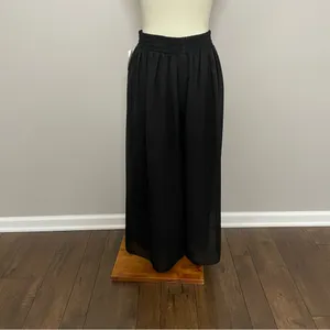Vintage Clio Pants Wide Leg Palazzo Culottes Cropped Elastic Waist Lined Black thumbnail 6