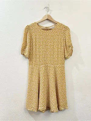 Reformation Gracie Short Sleeve Floral Print Crepe Mini Dress In Peru Yellow 12‎ thumbnail 5