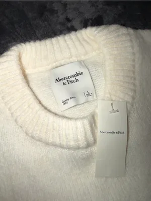 Abercrombie & Fitch The A&F Madeline Crew Sweater in Cream Large New with tag thumbnail 5