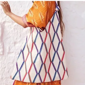 NWT ZARA Geometric Pattern Ecru‎ Large Beach Tote Bag Minimalist Artsy Japandi thumbnail 2