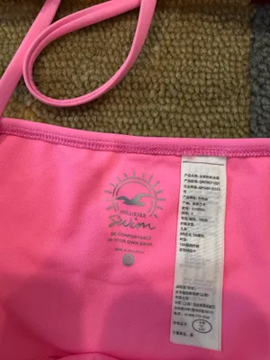 Hollister Co. Swim Bikini Two Piece Set Neon Pink Low Rise Bottoms Triangle Top thumbnail 4