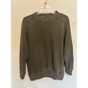 Aerie Down To Earth Oversized Crew Sweatshirt Olive Green Size XXS Comfort Cute thumbnail 2