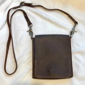 SOLD Leather Cross Body Travel Satchel Purse. Handmade. Adjustable. Stainless thumbnail 4