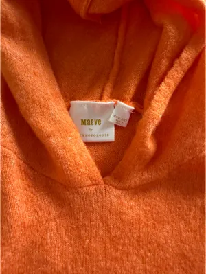 Anthropologie Maeve Orange knit sleeveless hooded cropped sweater thumbnail 7