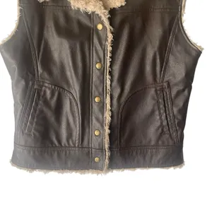 Maurices Y2k Size Large Penny‎ Lane Retro Faux Leather Brown Button Up Vest thumbnail 3