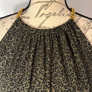 Michael Kors gold chain accent stretch slinky leopard animal print dress S thumbnail 2