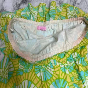 Lilly Pulitzer Strapless Summer Dress Blue Yellow Ruffled Hems size small thumbnail 7