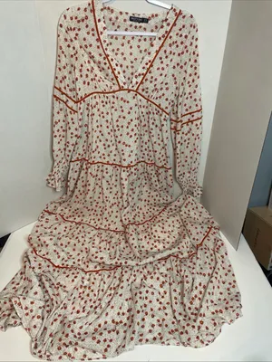Nasty Gal Plant You See Maxi Dress, Size 4 Deep V-neck Floral Retro 70s Inspired thumbnail 1