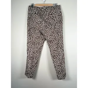 J.Crew Cafe Capri Pants Womens 10 Brown Leopard Print 100% Linen Tapered Cuffed‎ thumbnail 5