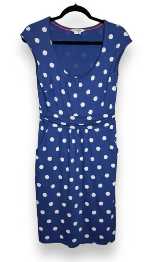 Boden Dress Womens US 6R Blue Polka Dot Shift Cap Sleeve Pockets‎ Cotton Modal thumbnail 1