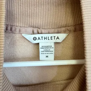 Athleta Cozy Karma Side Zip Funnel‎ Neck Sweatshirt Taupe M thumbnail 2
