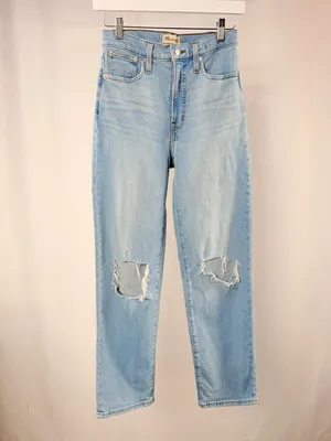 Madewell The‎ Perfect Vintage Straight Jean in Distressed Blue Size 24 thumbnail 4