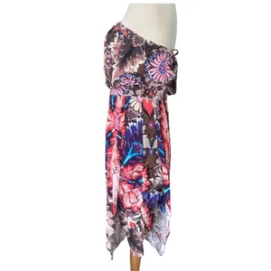 New Ali Ro Womens Dress Sz‎ 6 Silk Strapless Asymmetrical Midi Paisley Floral thumbnail 4