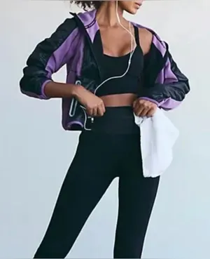 Free People Movement‎ Women’s Purple and Black fleece/tech Jacket size Medium thumbnail 1