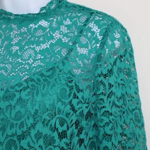 ZARA Lace Dress Sz XS Flower Patterns Green with matching slip thumbnail 9