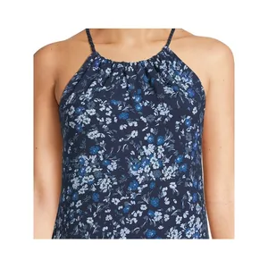 Time and Tru Womens Dress Size XL Dark Navy Floral Halter Knit Midi Flowy Halter thumbnail 3