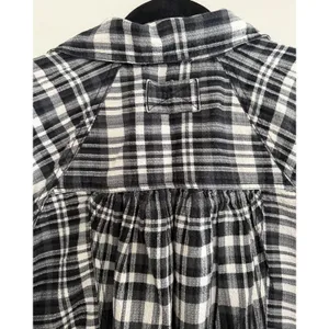 Free People We The‎ Free Indigo Skies White/Black Plaid Shirt Women's Size Small thumbnail 4