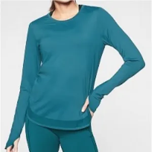 Athleta Cadence Long Sleeve Workout Top‎ Teal Sz XXS thumbnail 1