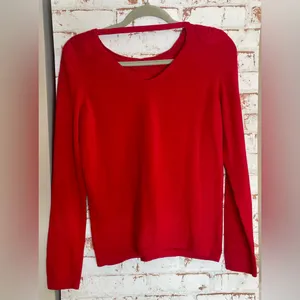 Etcetera Vibrant Red Sweater with Intricate Knitted Pattern thumbnail 2