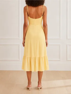 Reformation Embry Midi Dress Size 0 Sunshine Yellow Tie Strap Ruffle Hem thumbnail 4