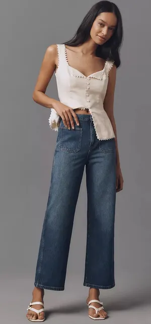 Reformation Alyssa Pocket Patch High-Rise Wide-Leg Jeans thumbnail 1