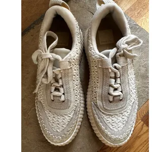 Dolce Vita Dolen Woven Crochet Platform Sneakers Cream Ivory Suede 6 thumbnail 8