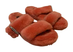 UGG Fuzz Yeah Sherling Slide Sandal Slipper Mariposa Coral Orange Womens Size 9 thumbnail 1