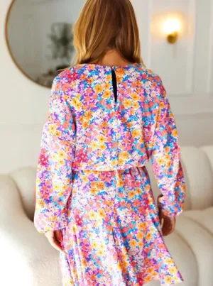 Boutique Floral Print Long Sleeve Dress thumbnail 3