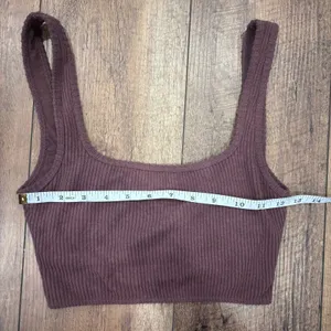 Abercrombie & Fitch Ribbed Crop Tank Top Brown XS Built in Bra Soft Knit NWT thumbnail 7
