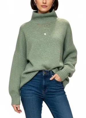 For the Republic Sage Green Wool‎ Blend Mock Turtleneck Sweater Large Cozy Hygge thumbnail 1