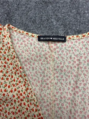 Brandy Melville Womans Small Floral Wrap Dress in Cream and Red thumbnail 2