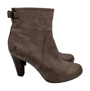 Frye Marissa Grey Leather Ankle Boots Buckle Block Heel Womens‎ 7M 3476922-GRY thumbnail 1
