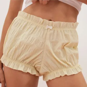 NEW For Love & Lemons Puckered Gingham Bloomer Short Pale Yellow Sz S & M thumbnail 1