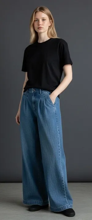 Madewell Wide Leg Pleated Jeans Medium Wash Blue High Rise‎ Trouser Size 0 thumbnail 1