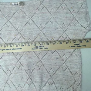 VTG Cream Confetti Diamond Pointelle Angora Wool Summer Knit Sweater Cottagecore thumbnail 5