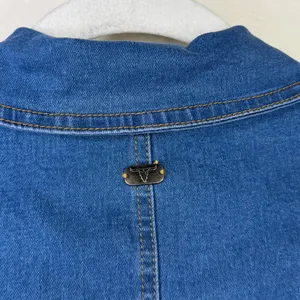 NEW Lucky & Blessed Denim Stretchy Short Sleeve Zip Up Flare Leg Jumpsuit XS thumbnail 10