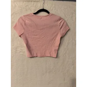 Garage‎ Pink Ribbed Short Sleeve Cropped Baby Tee Size Medium Crew Neck Top thumbnail 5