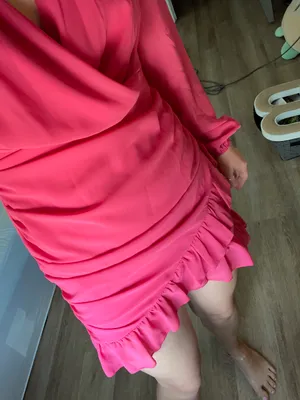 Pink Ruffle Mini Dress Size M thumbnail 4