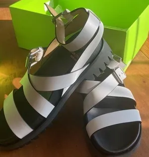 Sam Edelman Eleanor white leather ankle strap platform chunky buckle sandals thumbnail 1