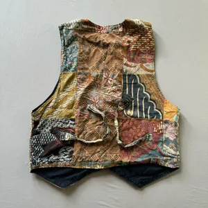 Vintage Batik Patchwork Vest Multiple Size M thumbnail 2
