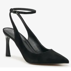 Marc Fisher Sz 10 Black Suede Pointed Toe Stiletto Heel Slingback Strappy Pumps thumbnail 1