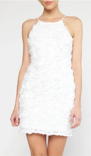 entro White Rosette Halter Mini Dress thumbnail 1