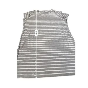 LOFT NWT Striped T-Shirt Dress Size‎ XL Gray White Short Sleeve Casual Soft Knit thumbnail 6