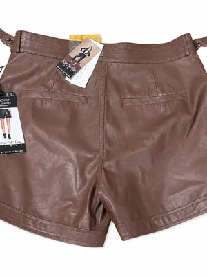 NWT Sofia by Sofia Vergara Brown Faux Leather High Rise Shorts Size 6 thumbnail 3