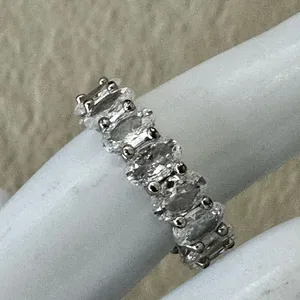 Oval CZ Eternity Band Ring Silver thumbnail 7