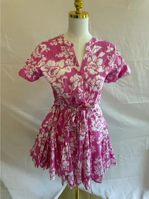 Pink & White Floral Short Sleeve Top thumbnail 1