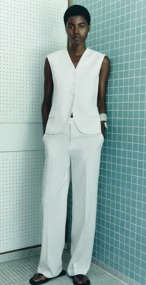 ZARA white vest top sleeveless blazer jacket thumbnail 5
