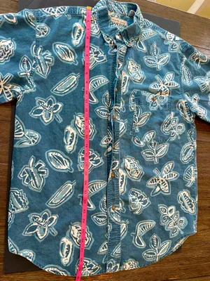Bugle Boy Company Men's Short Sleeve Button-Down Shirt Teal Blue Floral Leaf thumbnail 3